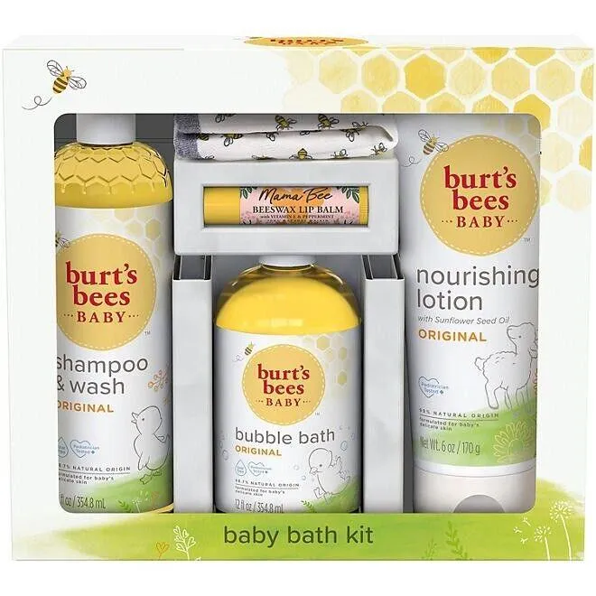 BurtS Bees Baby Bath Kit Gift Set, 5 Pieces