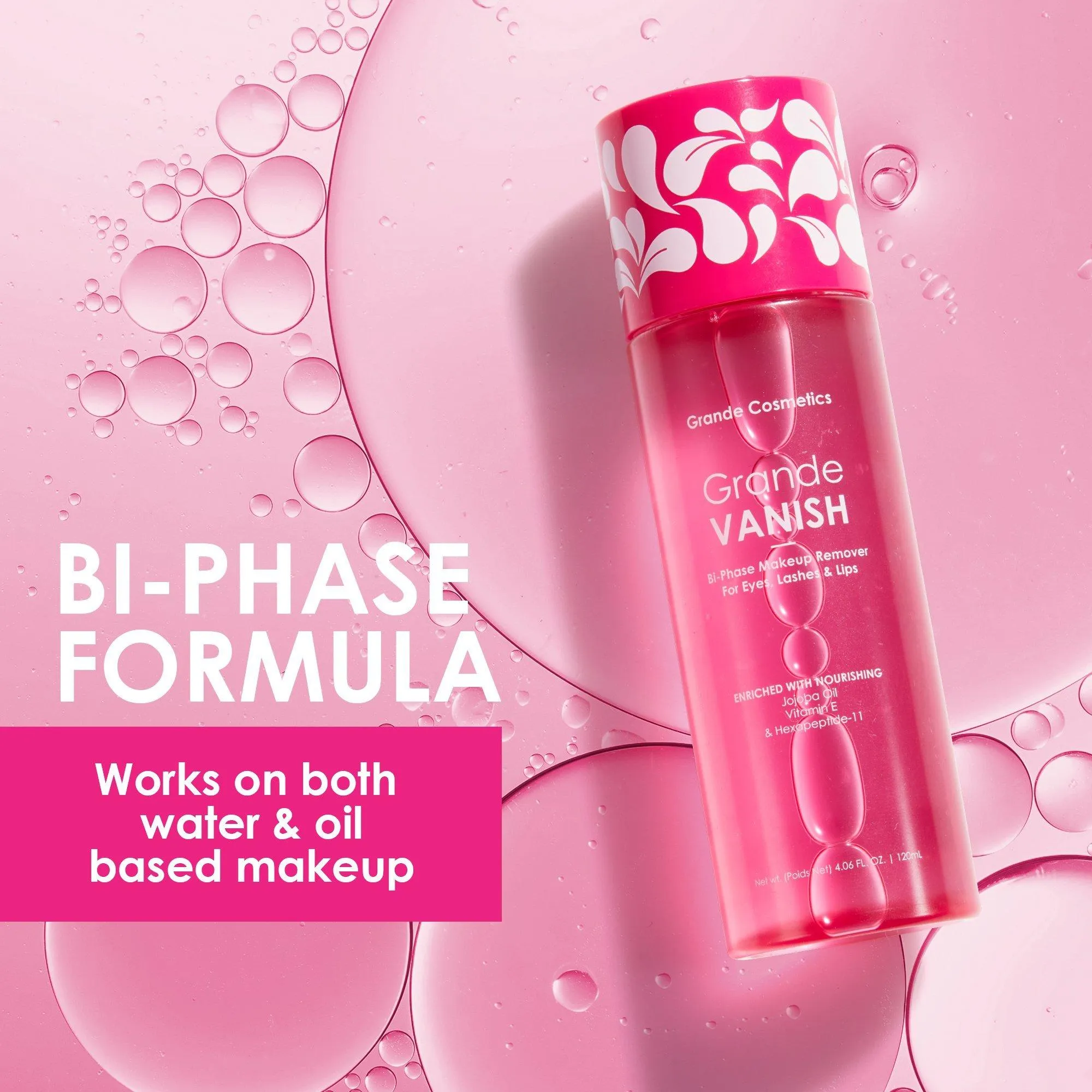 GrandeVANISH Bi-Phase Makeup Remover for Eyes, Lashes & Lips