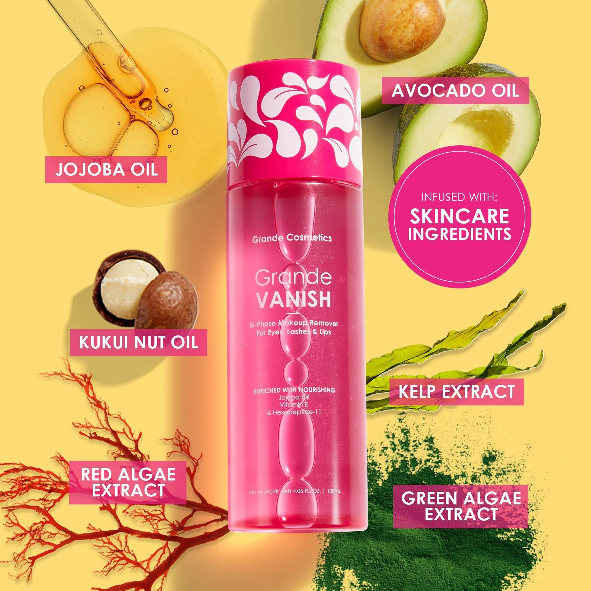 GrandeVANISH Bi-Phase Makeup Remover for Eyes, Lashes & Lips