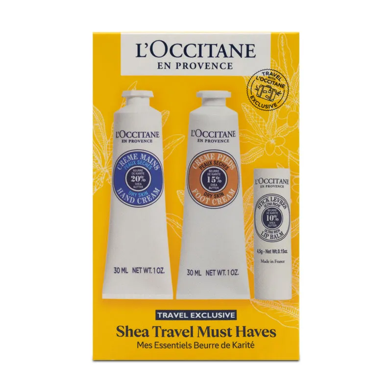 L'Occitane Shea Travel Set - Hand Foot Creams & Lip Balm (Blemished Box)