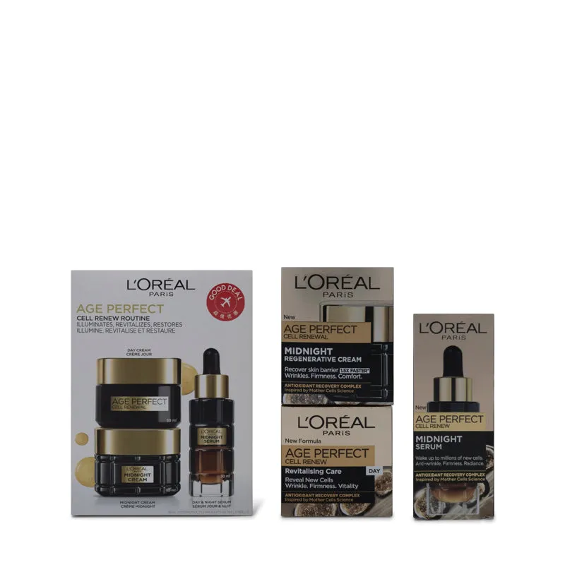 L'Oreal Age Perfect Cell Renew Creams 50ml x 2 Serum 30ml Set (Blemished Box)