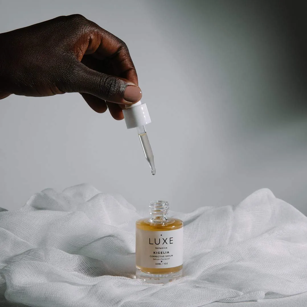 Luxe Botanics Kigelia Corrective Serum - Address Blemish & Acne Prone Skin and Support Cell Regeneration - Certified Organic Kiglelia Africana, Vitamin C, Sodium Hyaluronate (1oz)